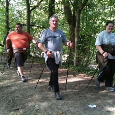 Exercices lors d'une séance de marche nordique
